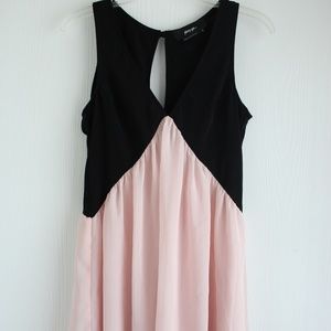 NASTY GAL Black Cut out Dress w/Pink Chiffon Skirt